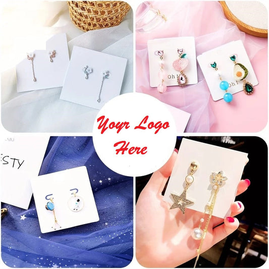 100 Pcs Custom Print Jewellery Display Cards for Necklace Earrings Ear Studs Hang Tag Card With Your Logo Print