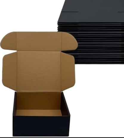 Pack of 20 Black Courier Mailer Boxes Hard Corrugated Box - Sizes Available