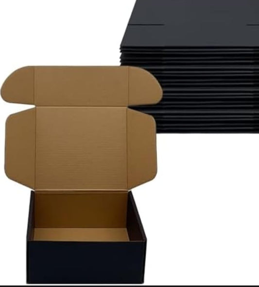 Pack of 20 Black Courier Mailer Boxes Hard Corrugated Box - Sizes Available