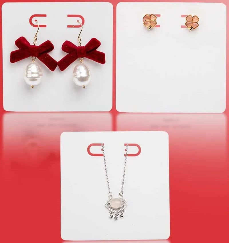 100 Pcs Custom Print Jewellery Display Cards for Necklace Earrings Ear Studs Hang Tag Card With Your Logo Print