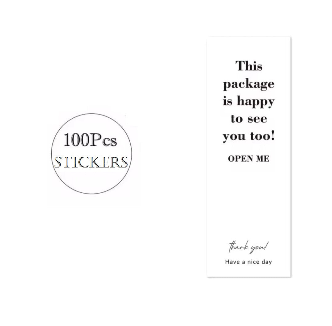 100pcs/pack Thank You Sticker Seal Labels Small Business Gift Decor Sticker This Package Happy To See You 3*9cm