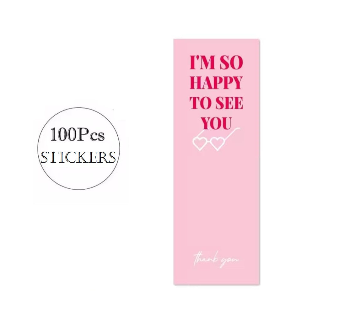 100pcs/pack Thank You Sticker Seal Labels Small Business Gift Decor Sticker This Package Happy To See You 3*9cm