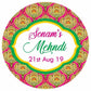 100 Pcs Modern Wedding Mehndi Favor stickers - Your Custom Text