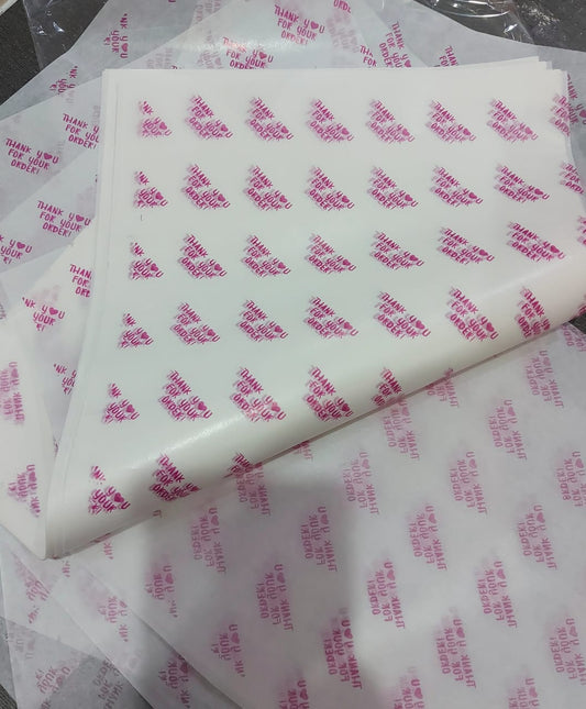 Thank You For Your Order Printed Butter Paper Sheets 9x14 inch Size For Wrapping Products