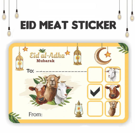 50 Pcs Eid ul-Azha Meat Stickers – Select Beef, Mutton & More for Easy Distribution