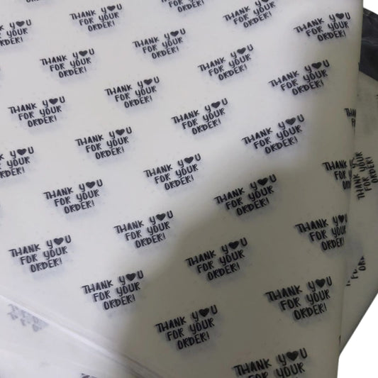 Pack Of 1000 Single Color Brand Printed Customized Butter Paper 9x14 inch & Sticker Label 1 Inch Round