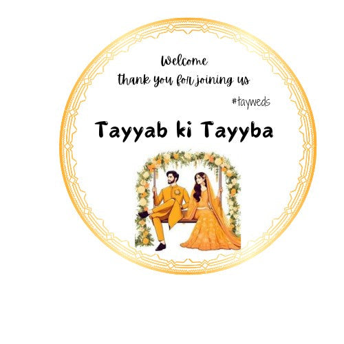 50 Pcs Modern Wedding Mehndi Favor stickers - Your Custom Text (Copy)