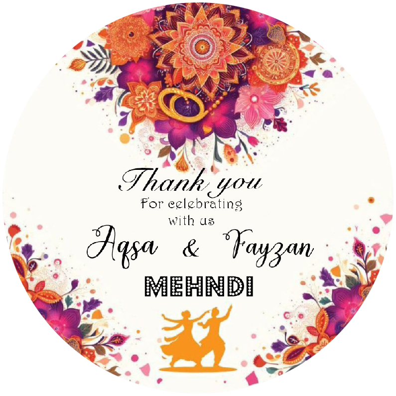 50 Pcs Modern Wedding Mehndi Favor stickers - Your Custom Text (Copy)
