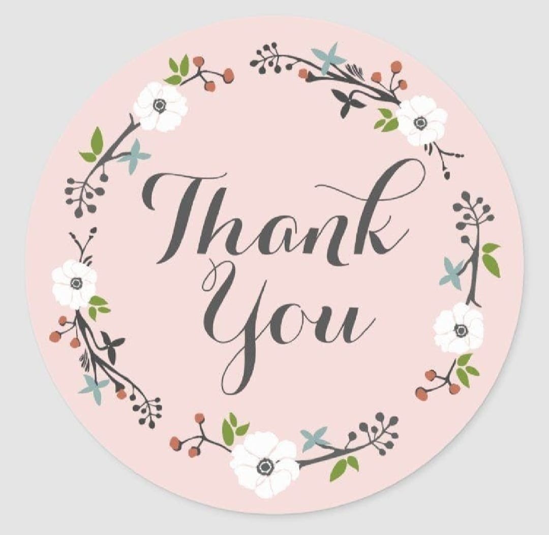 Pack Of 100 Pcs Round Thank You Stickers Labels Seals Envelopes to Grow Business Size 1 Inch Diameter