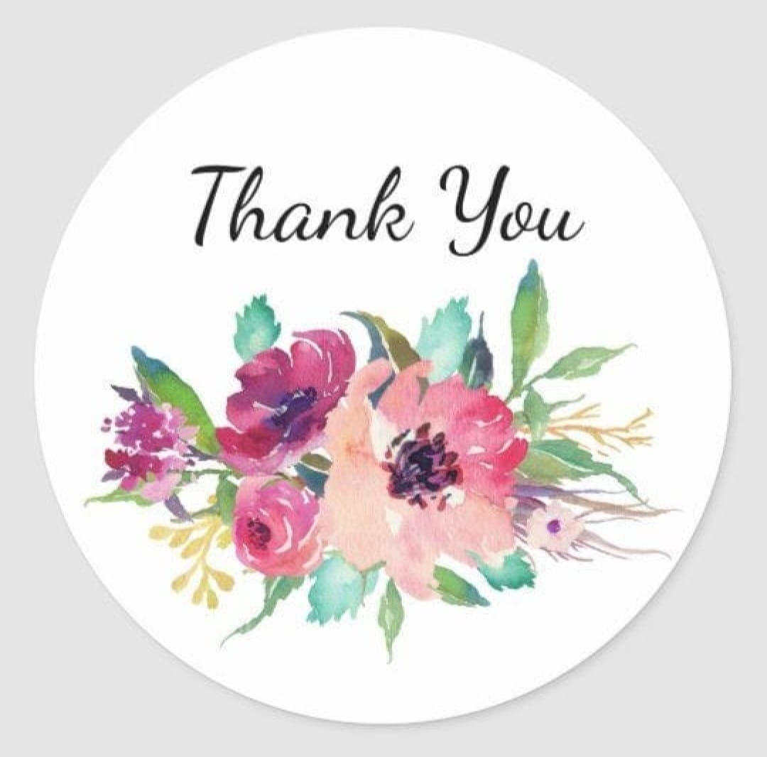 Pack Of 100 Pcs Round Thank You Stickers Labels Seals Envelopes to Grow Business Size 1 Inch Diameter