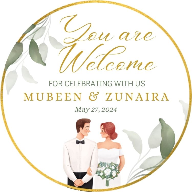 50 Pcs Modern Wedding Mehndi Favor stickers - Your Custom Text (Copy)